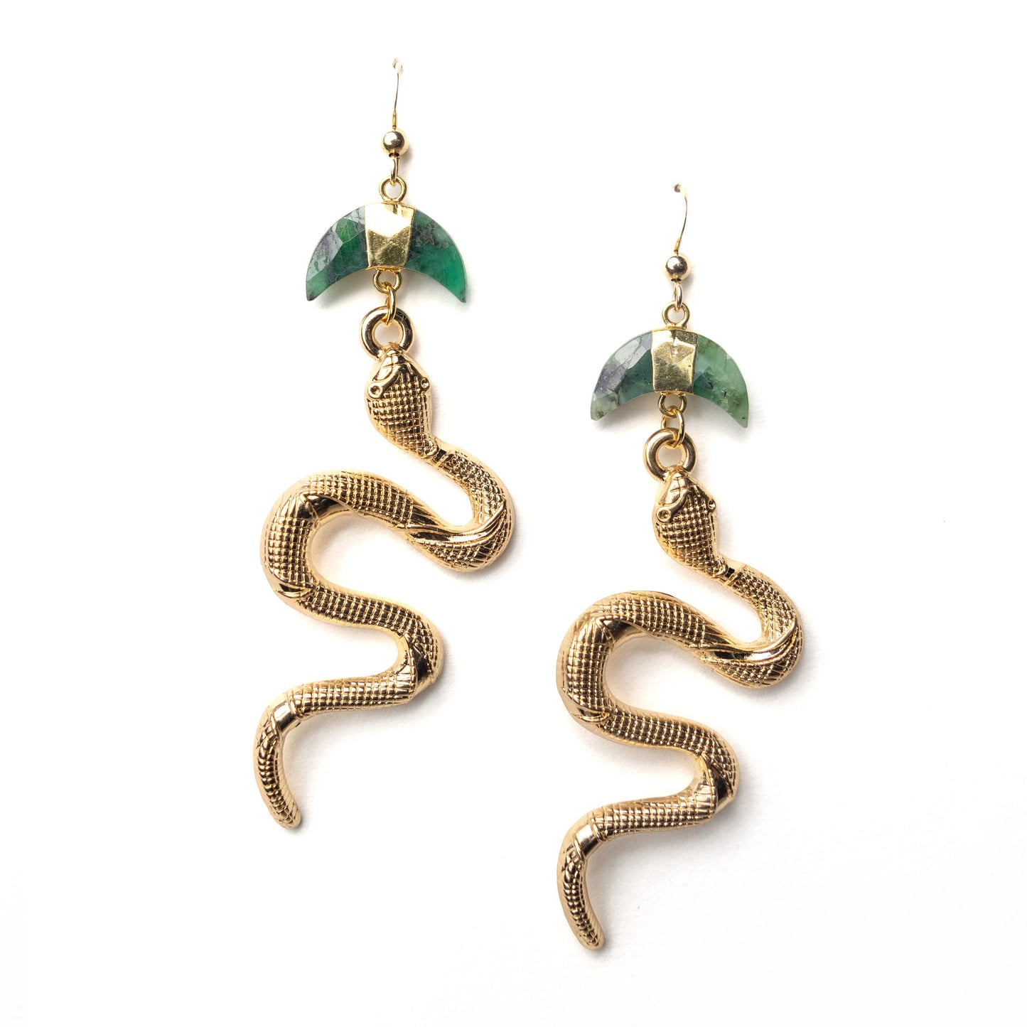 KUNDALINI RISING EMERALD SERPENT EARRING